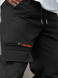 กางเกงวอร์มคาร์โก้สีดำสำหรับผู้ชาย เอวยางยืด ปิดด้วยเชือกผูก มีกระเป๋าหลายช่อง ทรงลำลอง เหมาะสำหรับใส่ในฤดูหนาว ลาย Realtree - Product Image 5