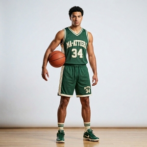 Conjunto de Camiseta y Pantalones Cortos de Baloncesto Verde, Uniforme de Equipo Personalizado con Número 34, Ropa Deportiva Transpirable de Malla, Ropa Deportiva, OEM, ODM, Venta al Por Mayor - Product Image 4