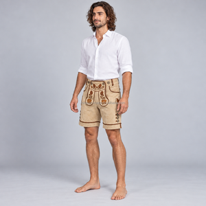 Men's Alpine Bavarian <b>Shorts</b> with Decorative Front Buttons Classic Heritage Styling and Premium Material for Festival Events - Product Image 6