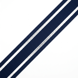 Neelkamal Industries 25mm Navy Blue Silver Decorative Ribbon Metallic Fabric Trim for Retail Display Event Styling and Craft Use - Product Image 3