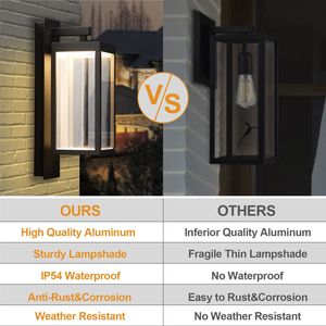 Lámpara de Pared Exterior Impermeable con LED Integrado y Pantalla de Cristal Transparente 22527, Farol de Pared para Exteriores - Product Image 3