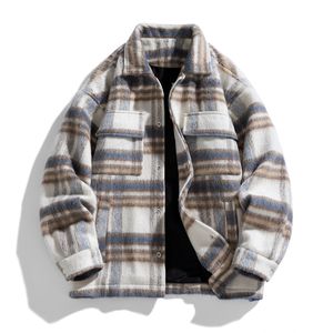 Wholesale Winter <b>Mens</b> High Quality Casual Plaid Hooded <b>Flannel</b> Shirt <b>Jacket</b> Zipper Closure Long Sleeve Front Logo - Product Image 3