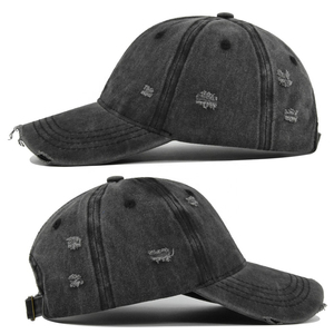 Gorra de Béisbol Clásica Negra Desgastada con Efecto Ácido, Estilo Vintage, Ligera, de Algodón Suave, Tipo Dad Hat, con Perfil de Corona Bajo - Product Image 1