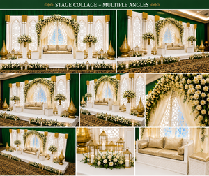 Configuración de Escenario de Recepción Estilo Palacio con Arcos de Madera, Compre Paneles de Fondo para Escenario de Boda Árabe con Acabado Blanco de Lujo - Product Image 6