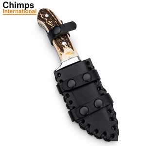 Cuchillo de caza hecho a mano de acero de Damasco, hoja fija con punta de clip y mango de cuerno de ciervo |   Cuchillo Táctico de Supervivencia para Camping OEM OBM EDC - Product Image 5
