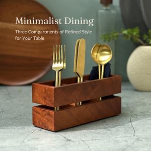 Porte-couverts en bois de qualité supérieure avec compartiments pour cuillères, fourchettes, couteaux, organisation du comptoir de cuisine, disponible à la vente - Product Image 1