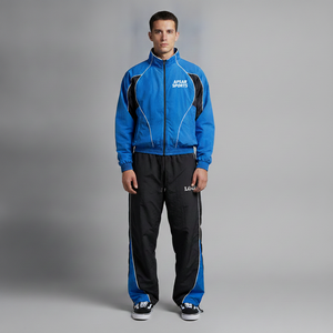 Ensemble de survêtement bleu pour homme AFSAR SPORTS, veste zippée intégrale, pantalon de jogging, coupe-vent réfléchissant 3M, ensemble de survêtement 2 en 1 - Product Image 4