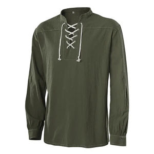 Meilleures chemises à manches longues écossaises Jacobite Ghillie Kilt, chemises Jacobite classiques en lin sergé pour hommes - Product Image 3