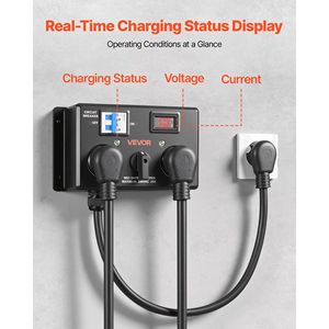 Interruttore Manuale per Ricarica EV NEMA 10-30, 24A Max 240V, Interruttore di Distribuzione Elettrica, Splitter EV, Multipresa - Product Image 5