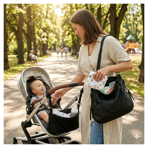 Bolso de Maternidad para Mujer, Cuero Genuino, Forro de Poliéster, Cierre Magnético, Ligero, Gran Capacidad, Moderno, Ajustable - Product Image 6