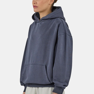 Sweat à capuche oversize pour femme, couleur unie, manches longues, en molleton de coton respirant, anti-boulochage, avec poches, idéal pour l'automne - Product Image 2