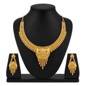 Juego de Joyería de Moda Chapada en Oro de 14K, 18K, 24K al por Mayor, Diseño Tradicional, Collares Cortos de Latón con Baño de Oro - Product Image 1