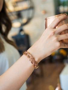 Belladec Women's Handwoven <b>Copper</b> Braided Cuff Bracelet Adjustable Artisan Elegant Handmade Classic Statement Jewelry Crafted - Product Image 2