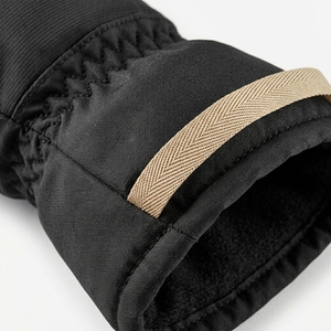 Mitaines de ski unisexes d'hiver, isolées en polyester, fermeture à cordon, chaleur thermique, noir - Product Image 4