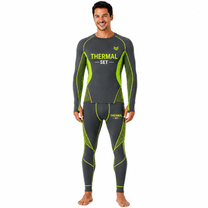 Conjunto Térmico Personalizado para Hombre, Camiseta de Manga Larga y Leggings de Compresión, Ropa Interior Deportiva de Invierno, Absorbe la Humedad y Seca Rápido - Product Image 1