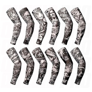 Manchon de tatouage temporaire pour hommes, manches de bras rafraîchissantes longues sans doigts, protection UV antidérapante, manches solaires respirantes - Product Image 1
