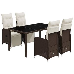 Conjunto de Muebles de Patio de 5 Piezas en Poliratán Marrón con Cojines, Muebles de Exterior Elegantes - Product Image 2