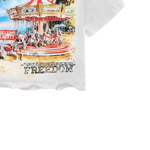 BRAVO Freedom Carousel Print <b>Men's</b> Short Sleeve T-Shirt Regular Fit <b>Turtleneck</b> Formal Jersey 100% Cotton Front Logo <b>White</b> - Product Image 2