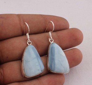Wholesale Natural Blue Lace Agate 925 <b>Sterling</b> <b>Silver</b> <b>Dangle</b> <b>Earrings</b> Soft Blue Gemstone Drop <b>Earrings</b> High Quality Jewelry - Product Image 2