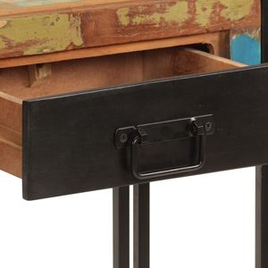 Tavolo consolle medio multicolore in legno massello di recupero e ferro - Product Image 5