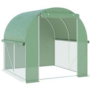 Serra a tunnel verde 6FT X 6FT X 6FT con telaio in acciaio e copertura avvolgibile, porta con cerniera per uso esterno e giardino - Product Image 1