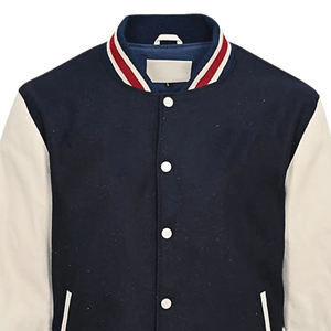 แจ็กเก็ตเบสบอลแขนเสื้อหนังสำหรับผู้ชายเสื้อแจ็กเก็ตเบสบอลตัวอักษรนักแข่งแบบปักตามสั่ง - Product Image 4