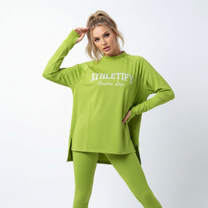 Tunique de sport longue et ample pour femme, coupe asymétrique, manches longues, idéale pour la gym, le yoga, la course et l'entraînement quotidien - Product Image 1