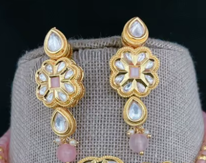 Designer High Quality Gold Plated Pearls & Stones Look Classic Engagement Wedding Choker Necklace Set for Women - Product Image 2