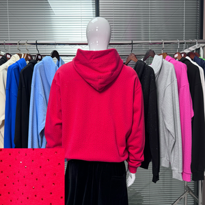 Sudadera con Capucha de Invierno de Alta Calidad 100% Algodón, 450g, Forro Polar Grueso, Transpirable, con Estampado de Espuma y Pedrería VVS, Venta al por Mayor de Fábrica, En Stock - Product Image 1