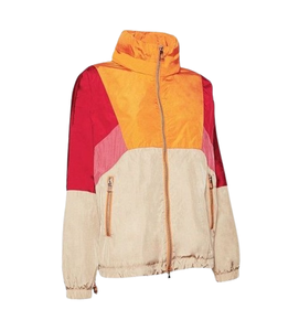 Custom Logo <b>Women</b> Colorblock Windbreaker <b>Jacket</b> Retro <b>Lightweight</b> Patchwork Stand Collar Zipper Casual Activewear Coat - Product Image 5
