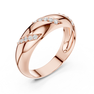 Anillo de banda ancha de oro rosa con diamantes cultivados en laboratorio para mujer, diseño geométrico pavé, joyería fina para aniversario de bodas - Product Image 3