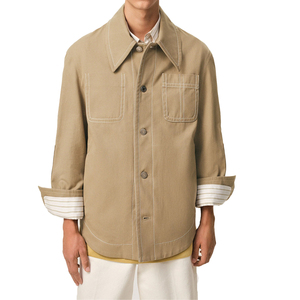 Veste de travail unisexe en toile de coton, coupe oversize, style utilitaire, boutonnée, streetwear décontracté, vêtement d'extérieur, personnalisable OEM, marque privée - Product Image 1