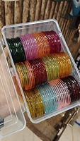 Ensemble de bracelets en verre de style cachemire, transparents et colorés, plaqués or, légers, assortis, pour femmes indiennes, pour mariage