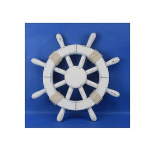 Wooden <b>Ship</b> <b>Wheel</b> Maritime Dock Accent Intended to Elevate Beach Inspired Homes with Classic Nautical Wall Character - Product Image 1