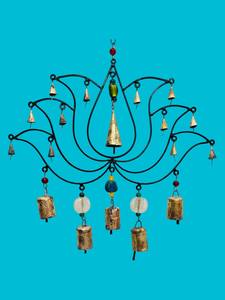 Handcrafted Iron Wind <b>Chime</b> with Colorful Beads Brass <b>Bells</b> Hanging Decor for Home Garden Patio Modern Art - Product Image 5