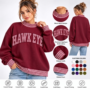 Sweat-shirt à capuche oversize personnalisé en molleton bouclette de coton, brodé et imprimé en relief, pour femme - Product Image 1