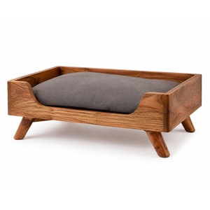 เตียงสัตว์เลี้ยงยกพื้นไม้มะม่วงพร้อมเบาะถอดได้ |   ขายส่งอินเดีย - Product Image 1