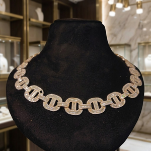 Collier en argent moissanite à maillons ovales, bijoux de luxe sertis de pierres, pour homme et femme - Product Image 5