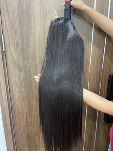 Peluca de cabello humano más vendida con cierre de encaje central, lisa, natural, para mujer, estilo suave, cabello virgen, color natural - Product Image 3