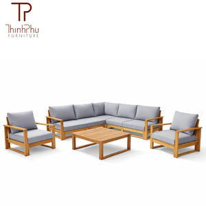 ThinhPhu Modern Modular L Shape Sectional <b>Sofa</b> Set Solid <b>Wood</b> <b>Frame</b> Fabric Cushion Living Room Coffee Shop Restaurant Furniture - Product Image 2