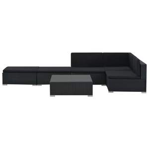 Conjunto Modular Grande para Jardín, Sofá de Ratán Sintético Negro - Product Image 5