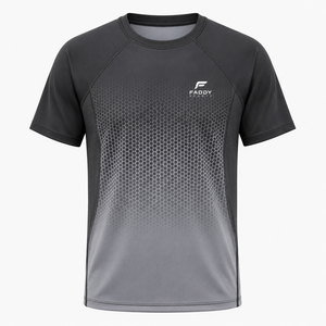 T-shirt de sport pour homme personnalisé à séchage rapide, sublimation dégradée, respirant, avec empiècements en mesh, pour fitness, entraînement et course à pied - Product Image 1