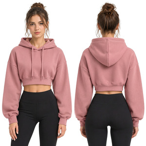 Fabricante de sudaderas cortas con capucha para mujer de marca privada, proveedor mayorista de sudaderas con capucha cortas personalizadas para moda de EE. UU., Reino Unido y Europa. - Product Image 3