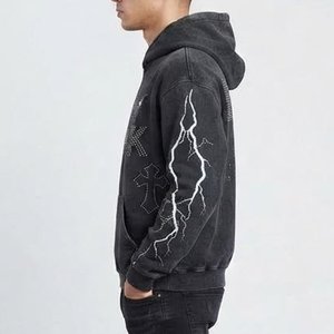 เสื้อฮู้ดโอเวอร์ไซส์ผู้ชายสุดฮิต พิมพ์ลายเพชรแบบนิวยอร์ก สตรีทแวร์ ผ้าฝ้ายถัก สำหรับใส่ในฤดูใบไม้ร่วง พร้อมรับทำโลโก้ตามสั่ง - Product Image 4