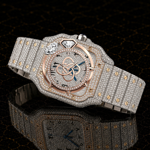 Montre bracelet de luxe haut de gamme en moissanite pour homme, entièrement sertie de pierres - Product Image 2