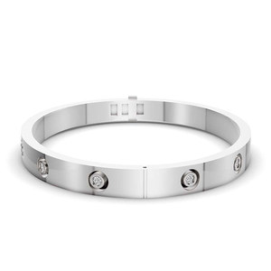 Latest Design 14k Gold <b>Bangle</b> <b>Bracelet</b> In 1 Ct. Tw. Brilliant Round Cut Flush Set Lab Grown Diamond GRA Certified Women Jewelry - Product Image 2