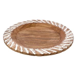 Plat de service en bois de manguier sculpté, plateau rustique en bois pour la décoration de table à manger, la présentation de cuisine et la vaisselle d'événements - Product Image 3
