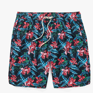 Short de bain décontracté pour homme à imprimé floral, séchage rapide, avec cordon de serrage à la taille et poches, longueur courte, taille mi-haute - Product Image 5