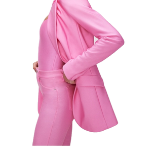 Nouvelle Arrivée 2026 – Blazer Rose pour Femme à Col Cranté, Simple Boutonnage, en Mélange de Laine, Longueur Standard, Style Britannique, Tissu Tissé - Product Image 3