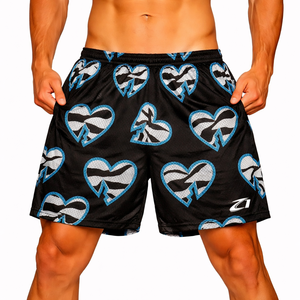 Pantalones Cortos Deportivos de Malla con Estampado de Corazones para Hombre, Transpirables, para Entrenamiento, Gimnasio, con Cordón en la Cintura, de Secado Rápido, para Correr y Hacer Ejercicio - Product Image 1